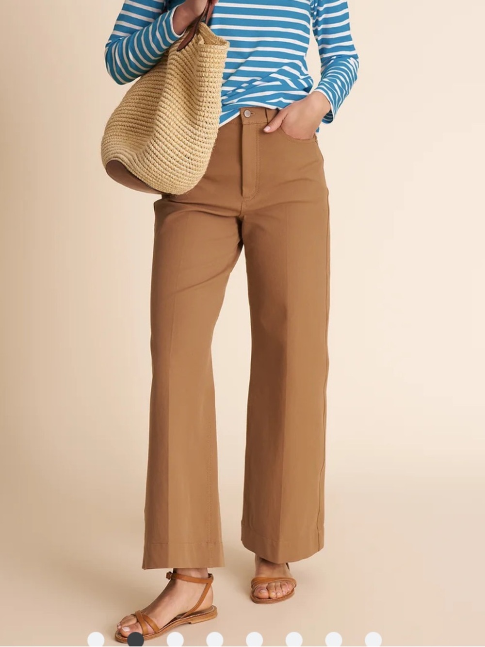 MM Lafleur Milo Tan Wide Leg Cropped Jeans Sz 10 Capsule Wardrobe Quiet Luxury